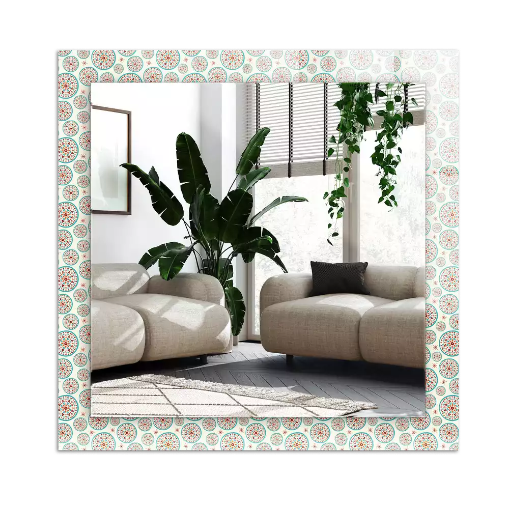 Miroir avec imprimé rectangulaire Motif de cercles colorés