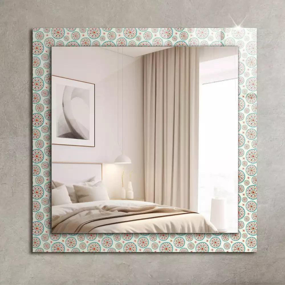 Miroir avec imprimé rectangulaire Motif de cercles colorés