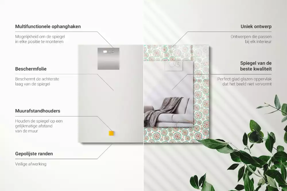 Miroir avec imprimé rectangulaire Motif de cercles colorés