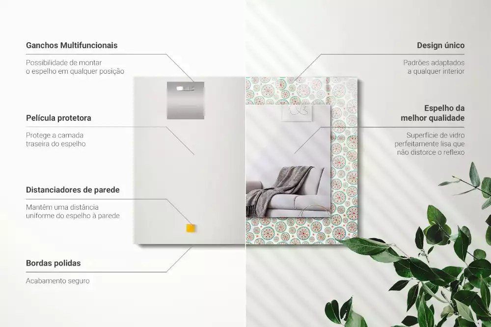 Miroir avec imprimé rectangulaire Motif de cercles colorés