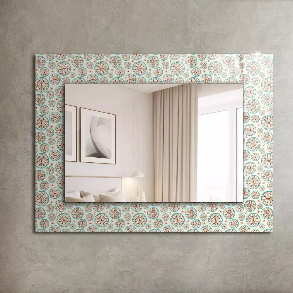 Miroir avec imprimé rectangulaire Motif de cercles colorés