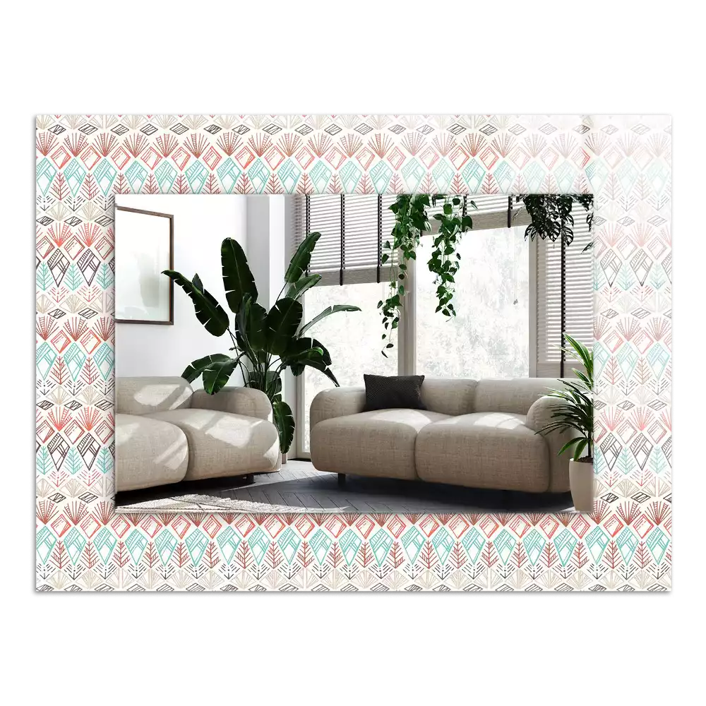 Miroir avec imprimé décoratif rectangulaire Motif géométrique coloré