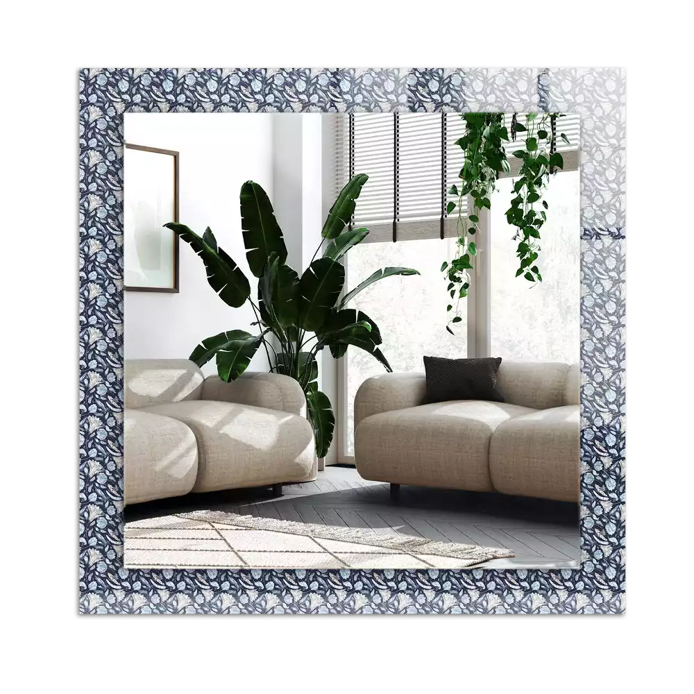 Miroir décoratif rectangulaire Motif floral bleu