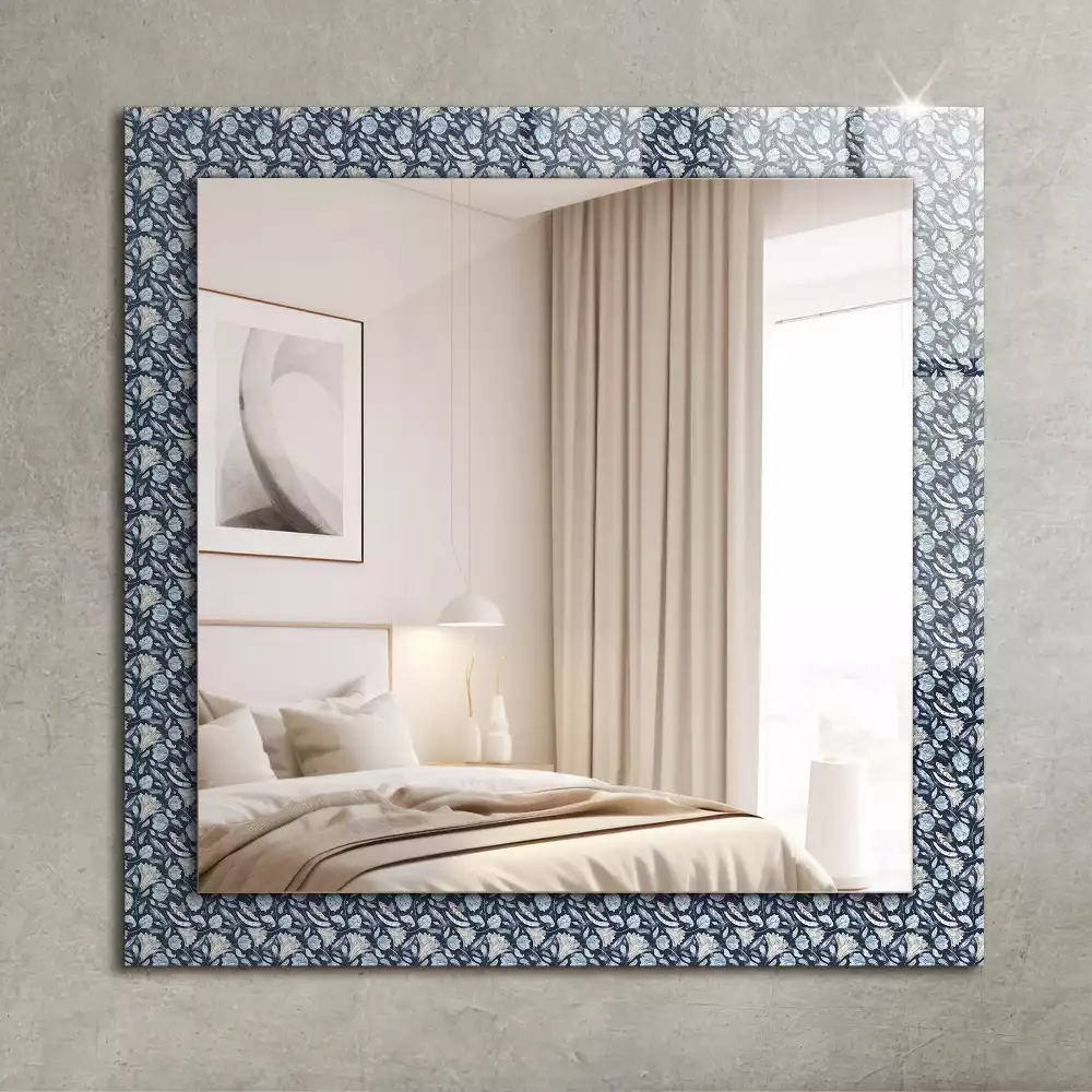 Miroir décoratif rectangulaire Motif floral bleu