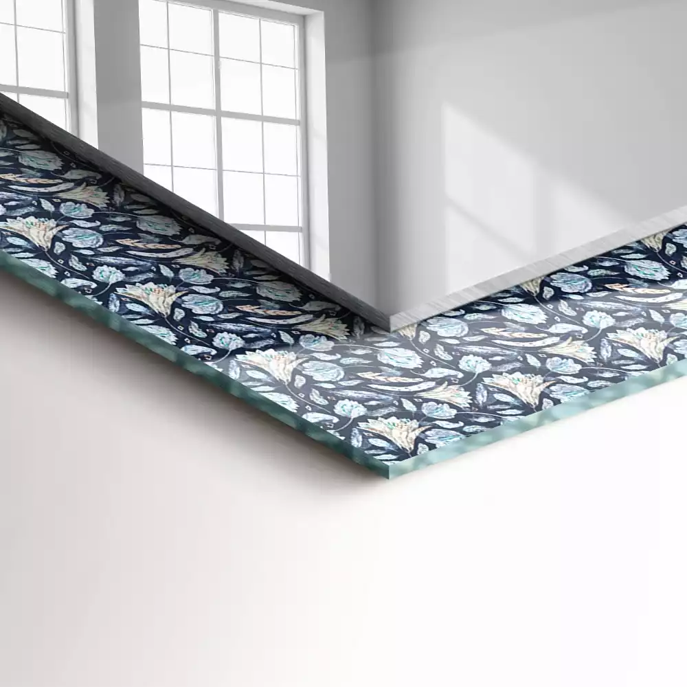 Miroir décoratif rectangulaire Motif floral bleu