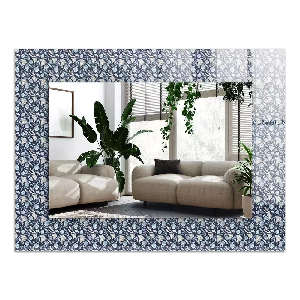 Miroir décoratif rectangulaire Motif floral bleu