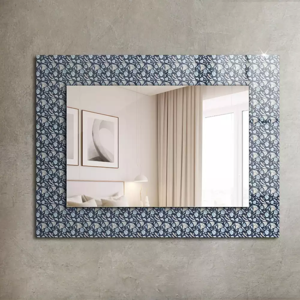 Miroir décoratif rectangulaire Motif floral bleu