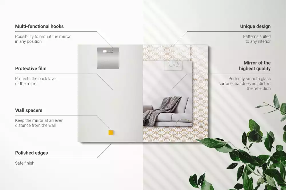 Miroir avec imprimé rectangulaire Fleur motif géométrique