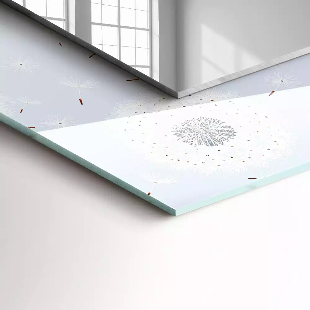 Miroir avec imprimé décoratif rectangulaire Pissenlits fleurs