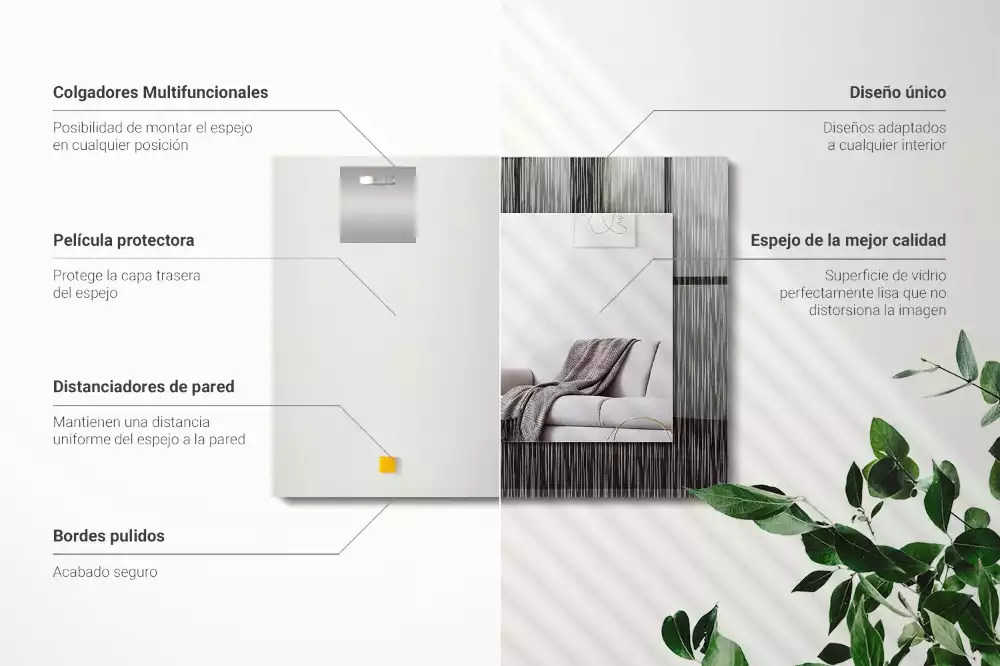 Miroir avec imprimé rectangulaire Lignes modernes