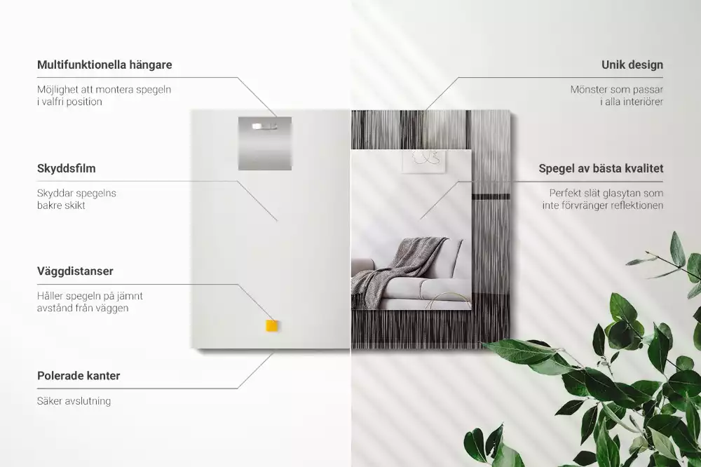 Miroir avec imprimé rectangulaire Lignes modernes