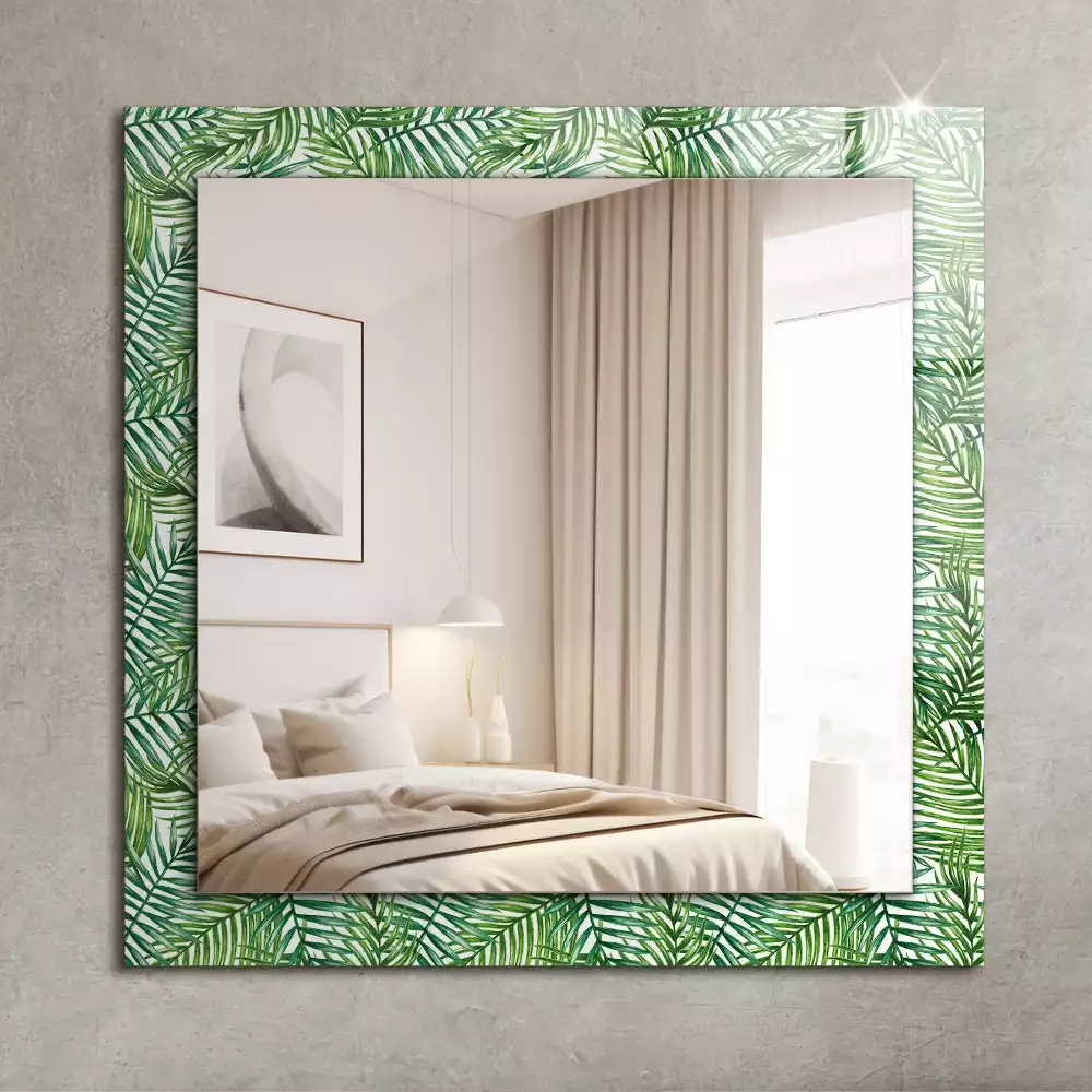 Miroir avec imprimé décoratif rectangulaire Feuilles de palmier vertes