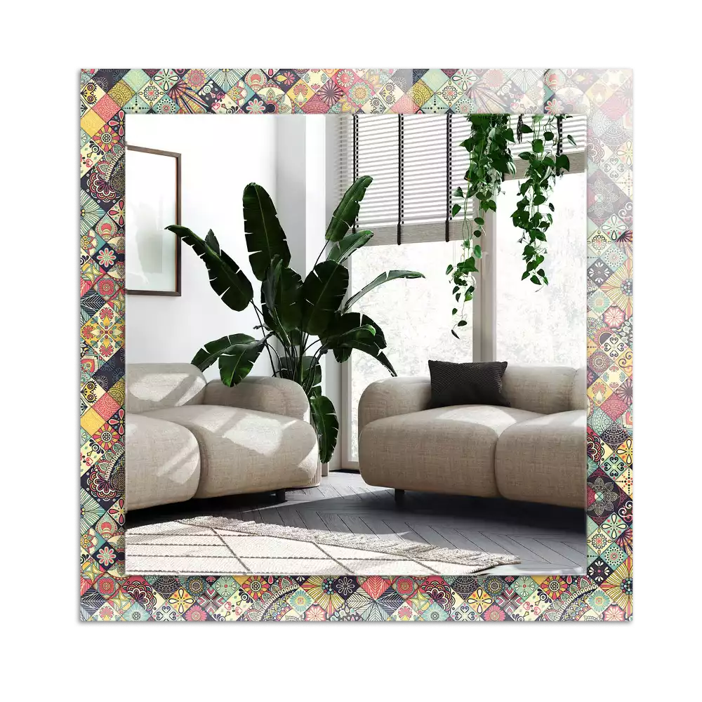 Miroir décoratif rectangulaire Motifs patchwork colorés