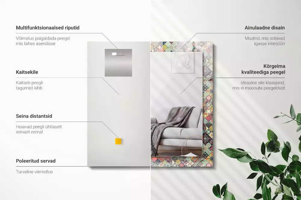 Miroir décoratif rectangulaire Motifs patchwork colorés