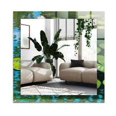 Miroir avec imprimé décoratif rectangulaire Nénuphars étang
