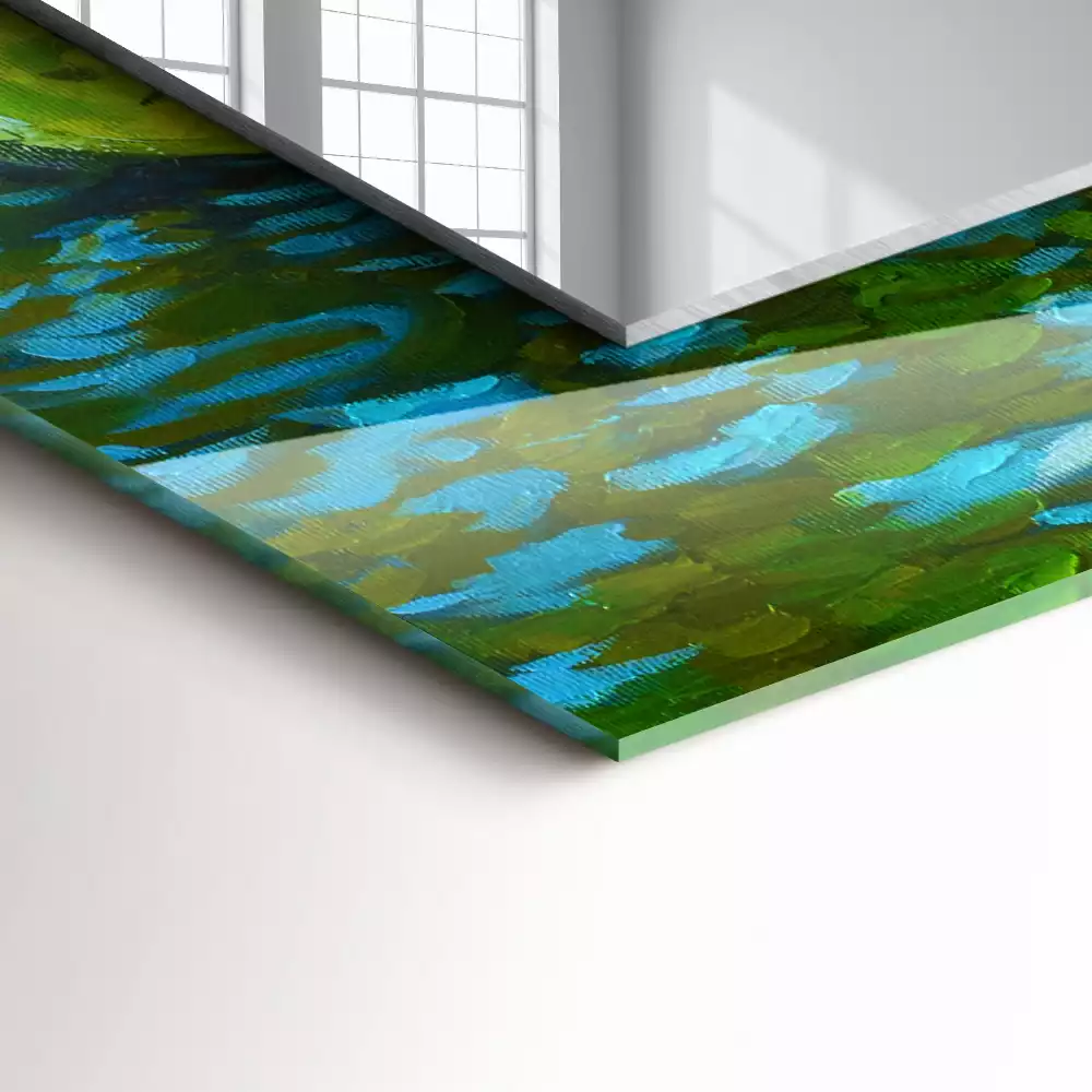 Miroir avec imprimé décoratif rectangulaire Nénuphars étang