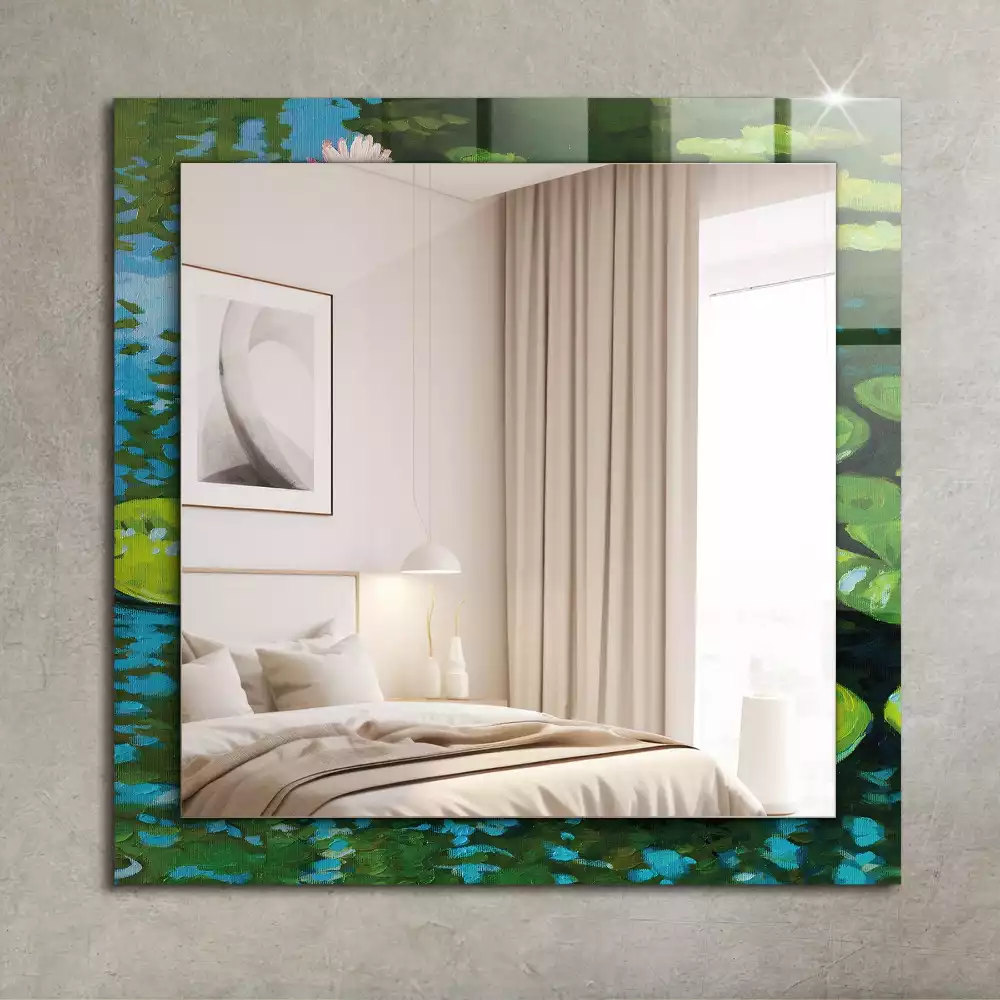 Miroir avec imprimé décoratif rectangulaire Nénuphars étang