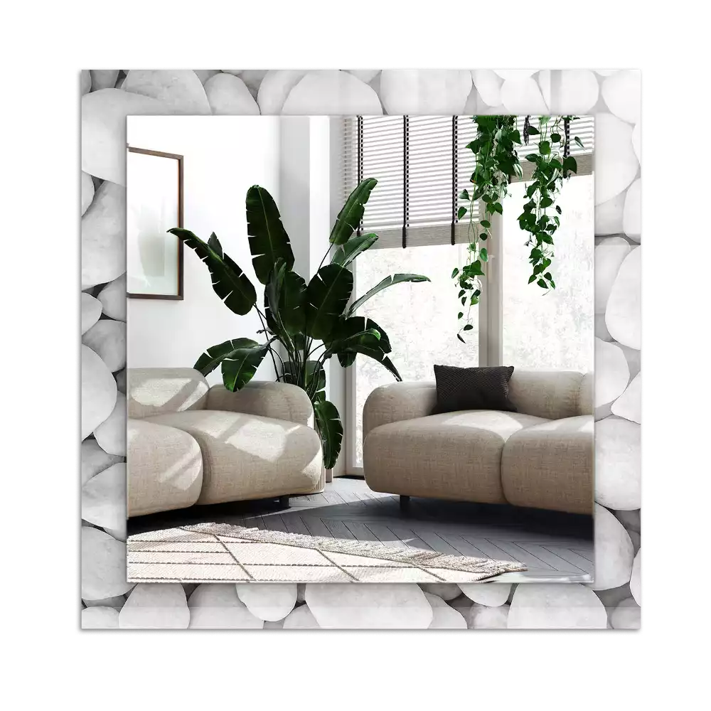 Miroir décoratif rectangulaire Pierres blanches lisses