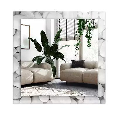 Miroir décoratif rectangulaire Pierres blanches lisses