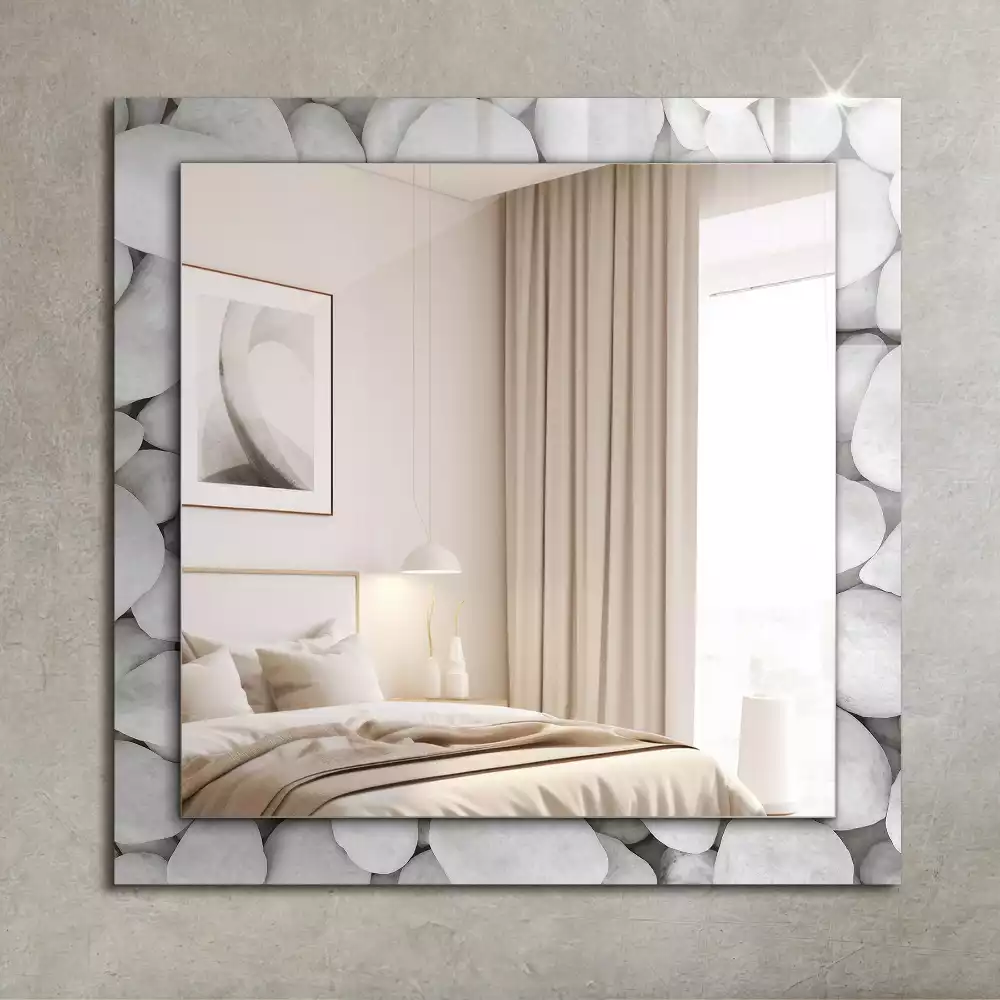 Miroir décoratif rectangulaire Pierres blanches lisses