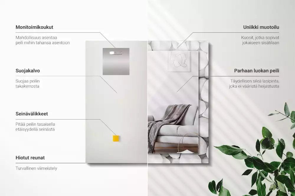 Miroir décoratif rectangulaire Pierres blanches lisses