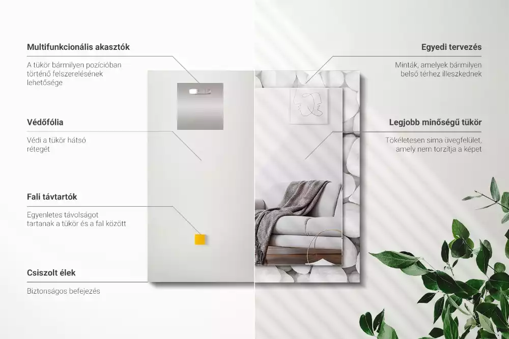 Miroir décoratif rectangulaire Pierres blanches lisses