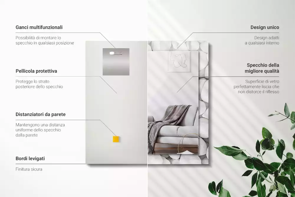 Miroir décoratif rectangulaire Pierres blanches lisses