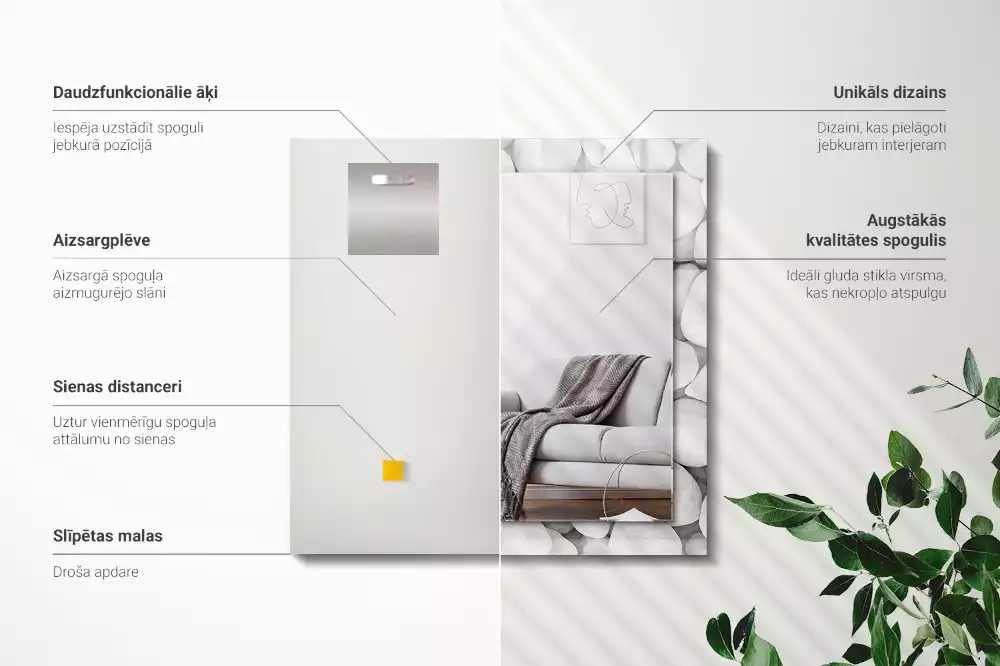 Miroir décoratif rectangulaire Pierres blanches lisses