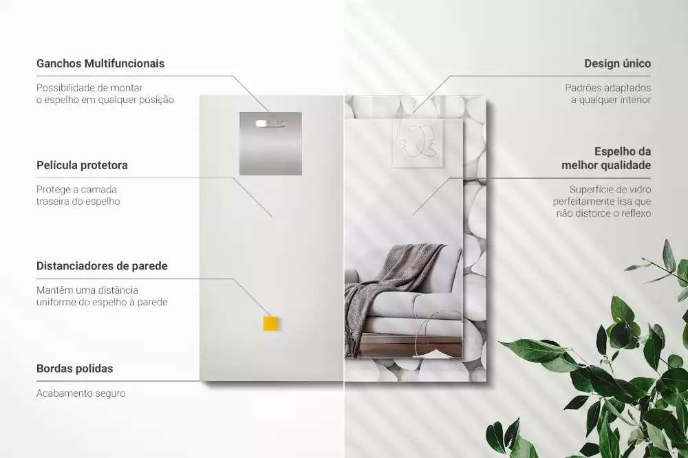 Miroir décoratif rectangulaire Pierres blanches lisses