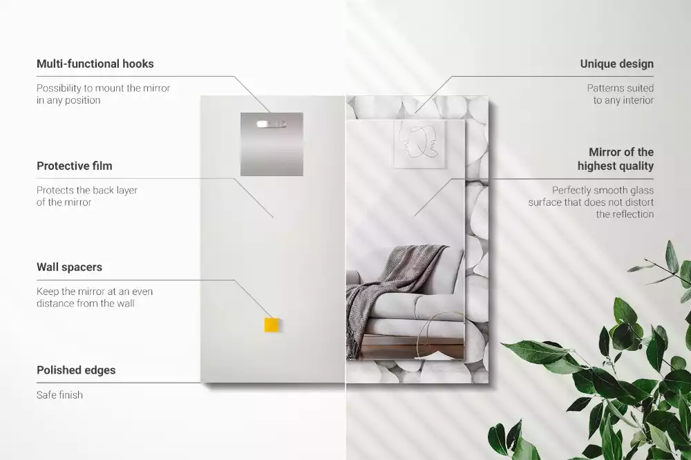 Miroir décoratif rectangulaire Pierres blanches lisses