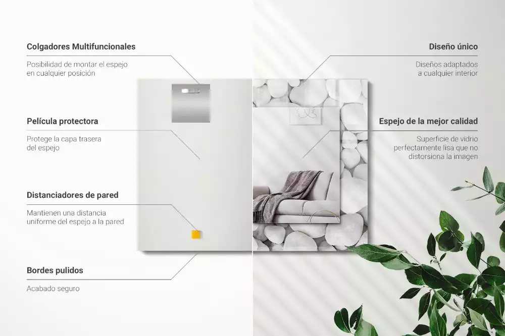 Miroir décoratif rectangulaire Pierres blanches lisses