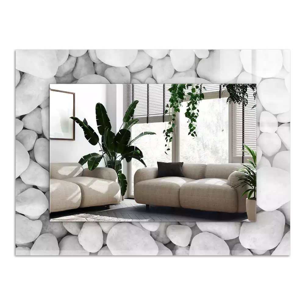 Miroir décoratif rectangulaire Pierres blanches lisses