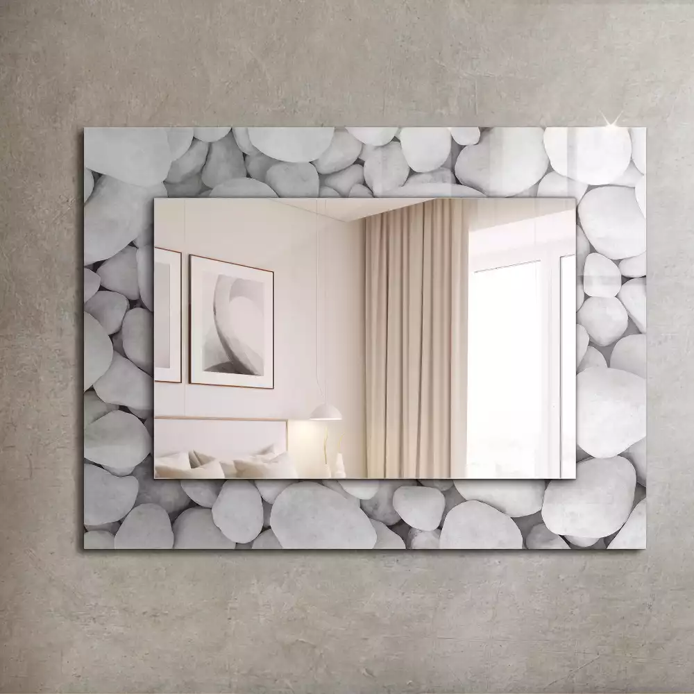 Miroir décoratif rectangulaire Pierres blanches lisses