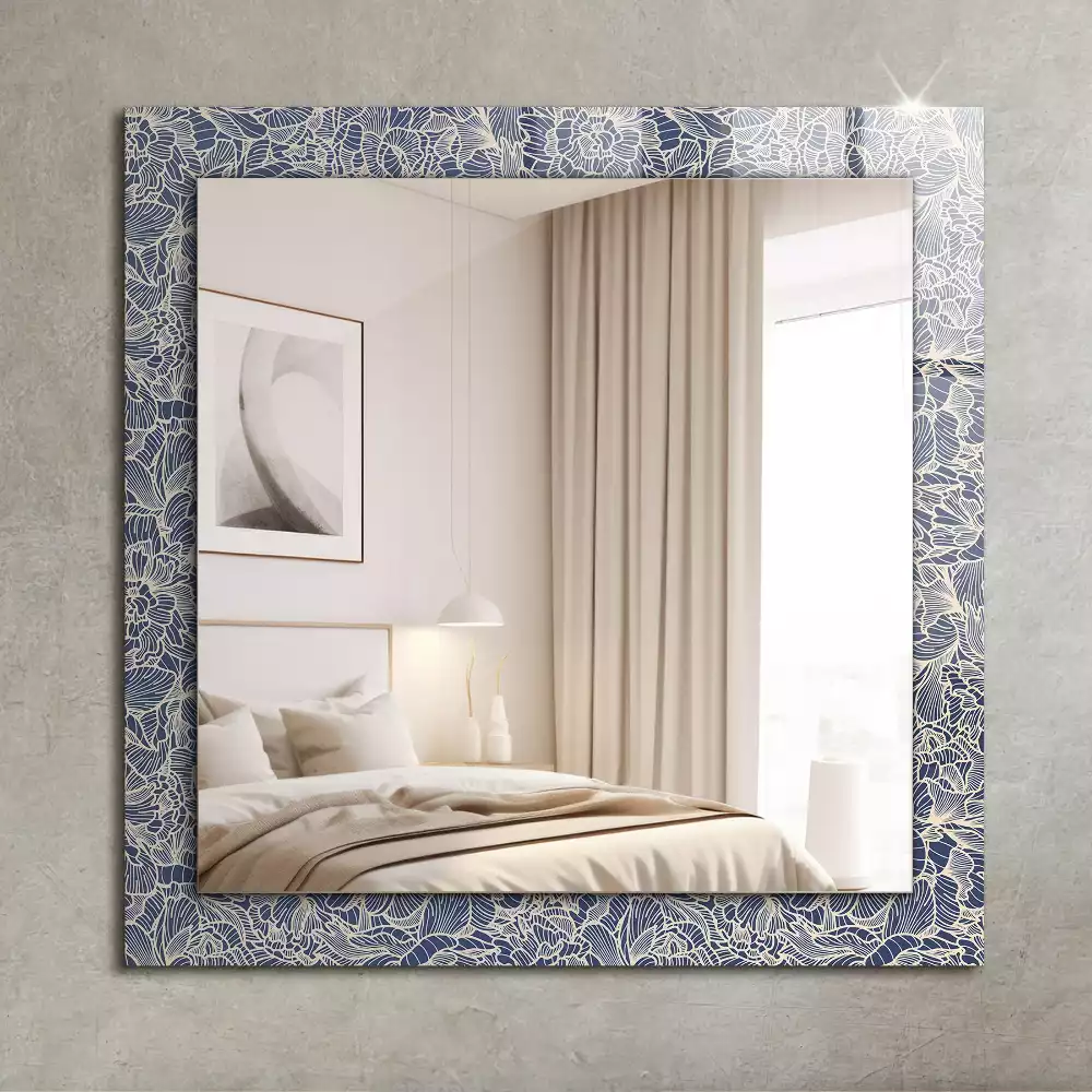 Miroir décoratif rectangulaire Motif floral tissu