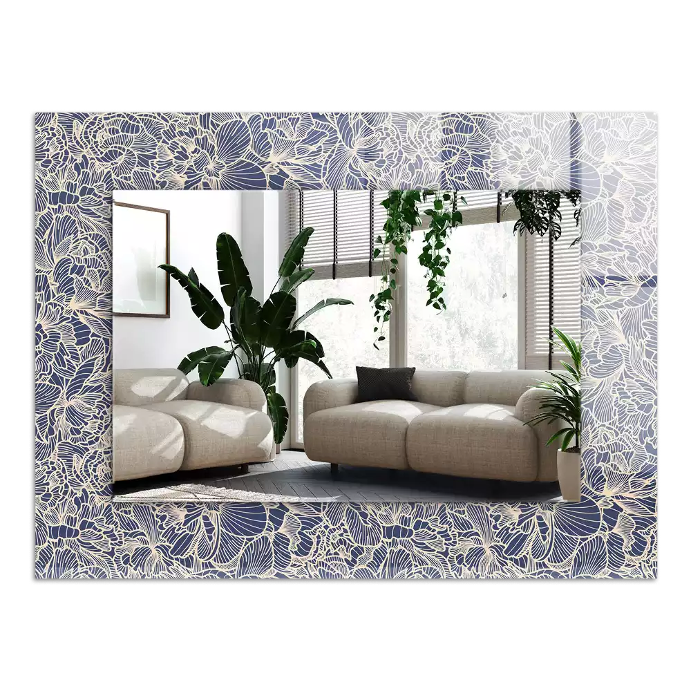 Miroir décoratif rectangulaire Motif floral tissu