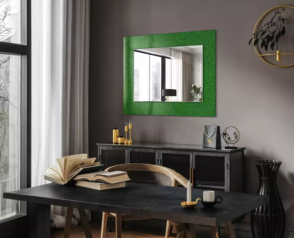 Miroir avec imprimé rectangulaire Herbe verte