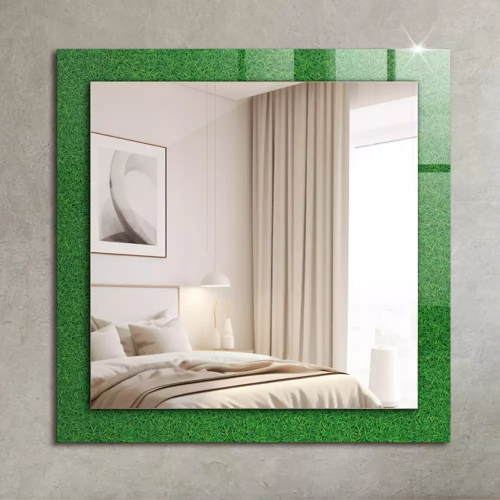 Miroir avec imprimé rectangulaire Herbe verte