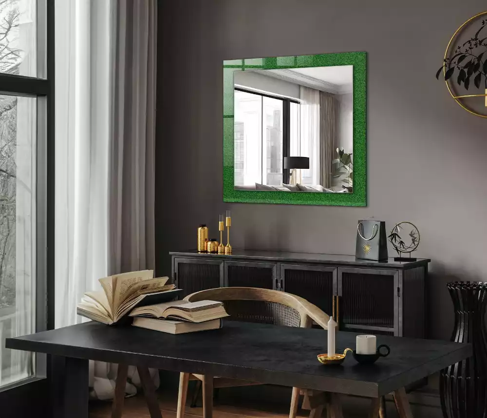 Miroir avec imprimé rectangulaire Herbe verte