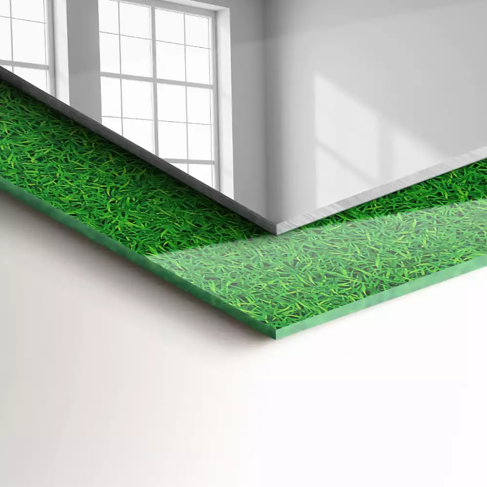 Miroir avec imprimé rectangulaire Herbe verte