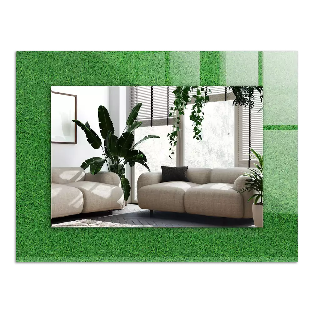 Miroir avec imprimé rectangulaire Herbe verte