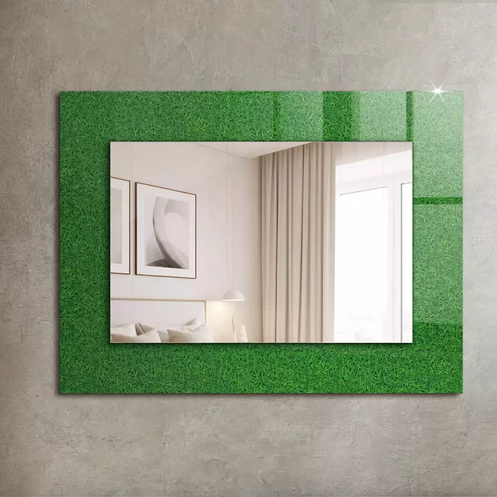 Miroir avec imprimé rectangulaire Herbe verte