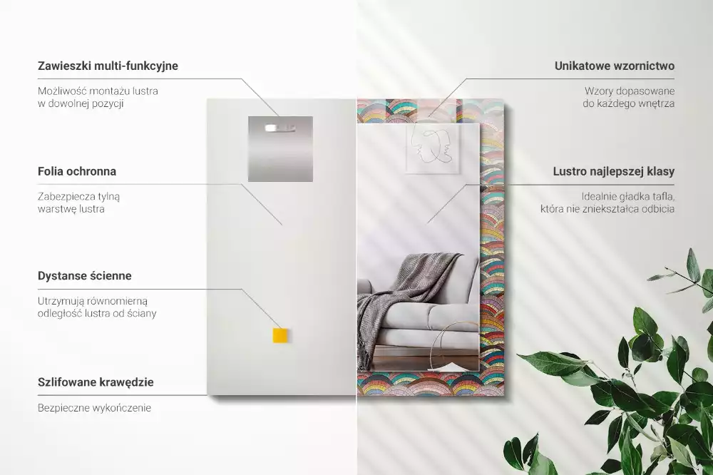 Miroir décoratif rectangulaire Arcs colorés vagues