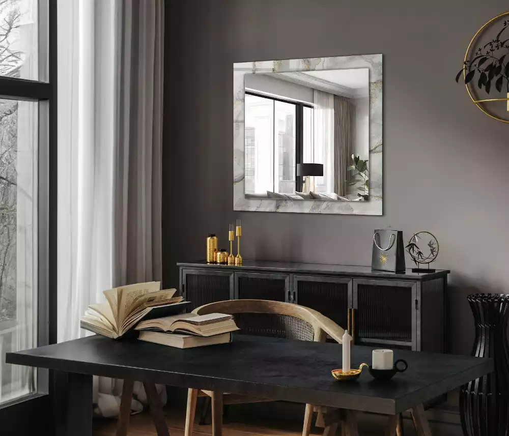 Miroir avec imprimé rectangulaire Marbre avec veines