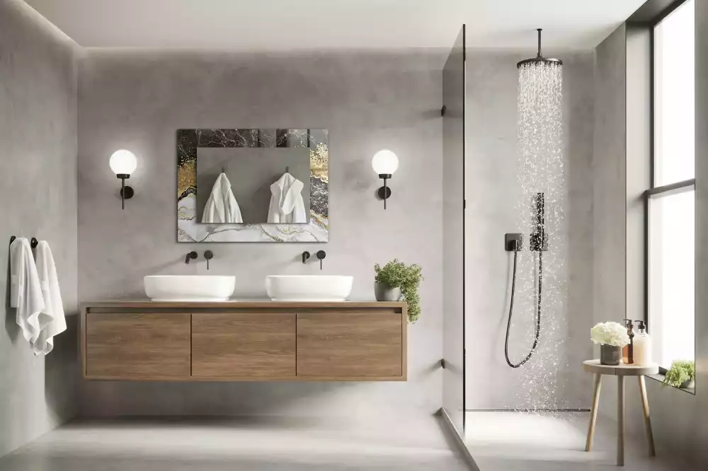 Miroir avec imprimé décoratif rectangulaire Marbre veines abstraction