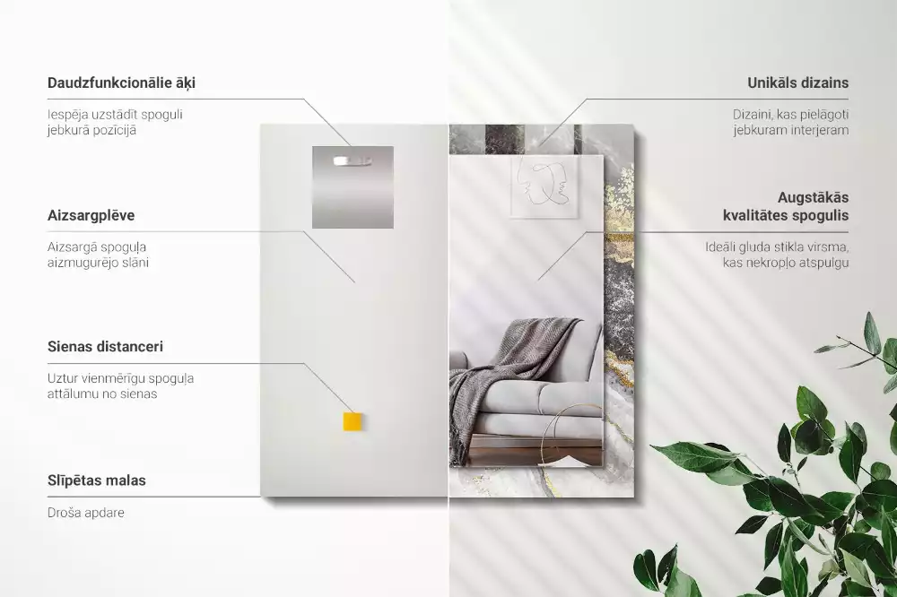 Miroir avec imprimé décoratif rectangulaire Marbre veines abstraction