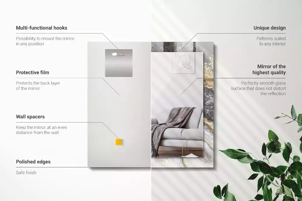 Miroir avec imprimé décoratif rectangulaire Marbre veines abstraction