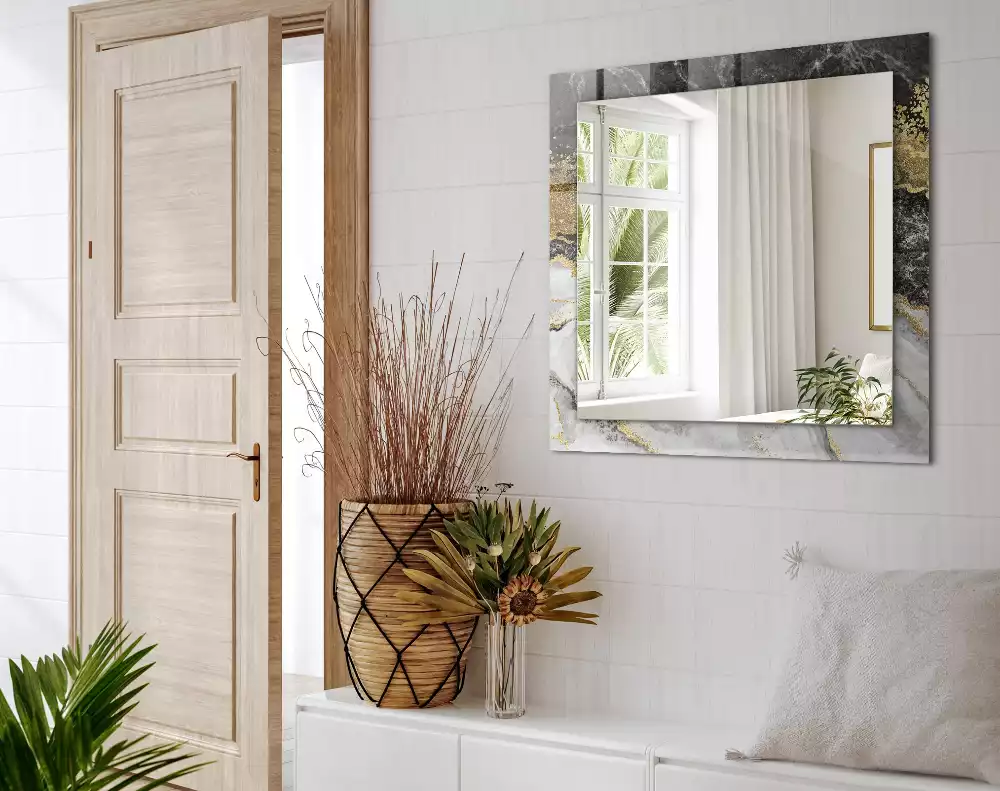 Miroir avec imprimé décoratif rectangulaire Marbre veines abstraction