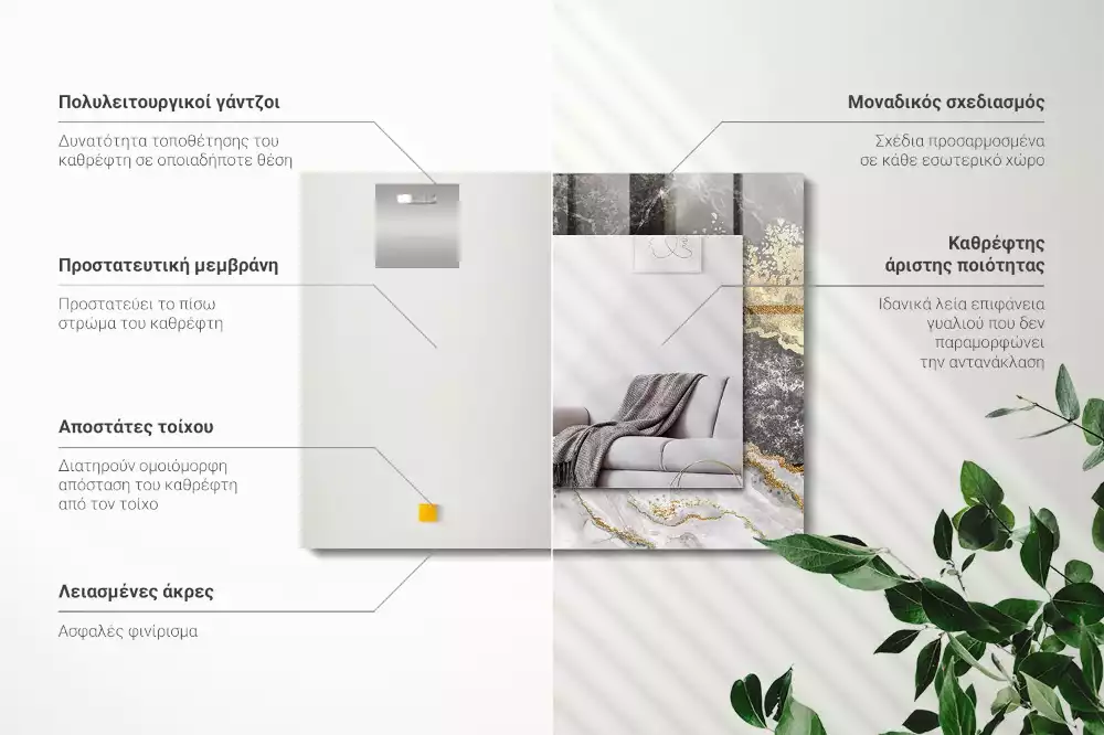 Miroir avec imprimé décoratif rectangulaire Marbre veines abstraction