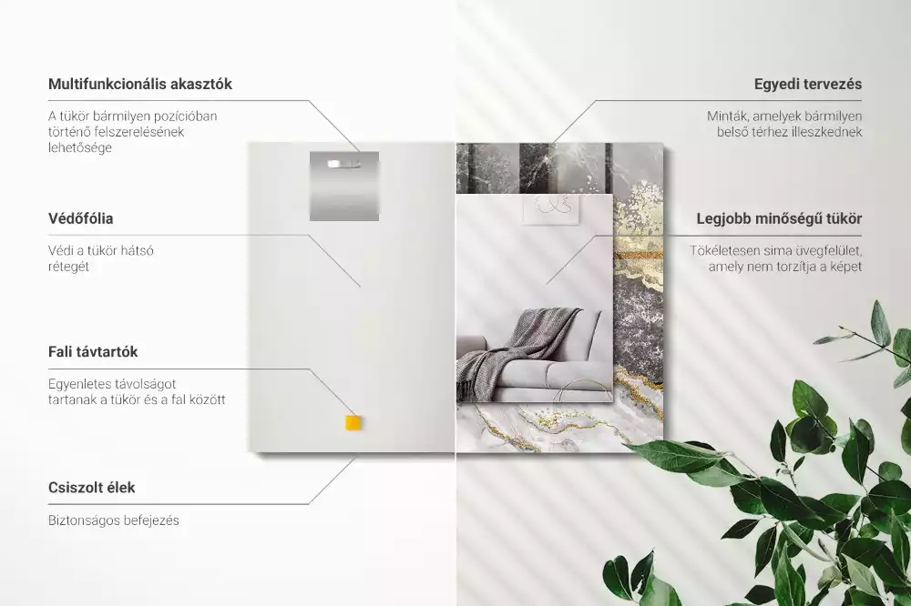 Miroir avec imprimé décoratif rectangulaire Marbre veines abstraction