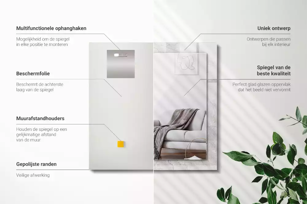 Miroir décoratif rectangulaire Surface béton fissurée